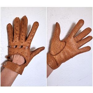 Vintage Brown Leather Gloves - Saks Fifth Avenue - Biker Motorcycle Gloves 7 XS